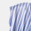 Family Matching Blue Striped V Neck Drop Shoulder Button Up Belted Dresses and Short-sleeve T-shirts Sets Blue image 3