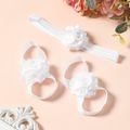 2-pack Lace Flower Barefoot Sandals Foot Flower and Headband Set for Girls White image 1