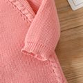 Baby Boy/Girl Solid Knitted Button Long-sleeve Romper Pink