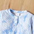 2pcs Toddler Boy/Girl Tie Dyed Button Design Sweatshirt & Pants Set Blue