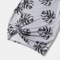 Allover Palm Leaf Print Grey Short-sleeve Twist Knot Bodycon Dress for Mom and Me MiddleAsh image 5