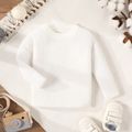 Baby Boy/Girl Solid Knitted Long-sleeve Pullover Sweater White image 1