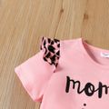 Toddler Girl Letter Print Leopard Ruffled Short-sleeve Tee pink