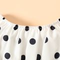 Toddler Girl Polka dots Bell sleeves Belted Romper Jumpsuit Shorts White