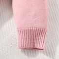 Baby Jungen/Mädchen einfarbig gestrickter Rundhals-Langarm-Pullover mit Knöpfen rosa