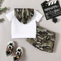 2-piece Toddler Boy Camouflage Print Hooded Tee and Elasticized Shorts Set White image 3
