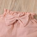 2pcs Baby Girl Solid One Shoulder Sleeveless Ruffle Top and Bloomers Shorts Set White image 5