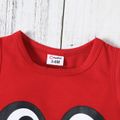 2pcs Baby Boy Cartoon Print Sleeveless Tank Top and Striped Shorts Set Red image 3