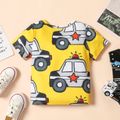 Toddler Boy Vehicle Print Colorblock Short-sleeve Tee Yellow