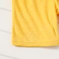 2-piece Kid Boy Solid Color Terrycloth Hooded Sleeveless Tee and Elasticized Shorts Set Yellow