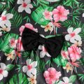 2-piece Toddler Girl Floral Print Bowknot Design Ruffled Short-sleeve Tee and Black Pants Set Black image 3