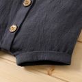 Baby Boy 100% Cotton Solid/Striped Button Up Cap-sleeve Romper Dark Grey image 5