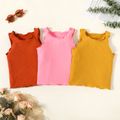 Kleinkinder Mädchen Gekräuselter Saum Basics Tanktops rosa image 3