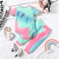 2pcs Baby Boy/Girl Tie Dye Ribbed Short-sleeve Romper and Trousers Set Colorful image 3