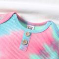 2pcs Baby Boy/Girl Tie Dye Ribbed Short-sleeve Romper and Trousers Set Colorful image 4