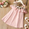 Toddler Girl 3d Floral Design Flounce Bowknot Design Pink Cami Dress Pink