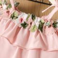 Toddler Girl 3d Floral Design Flounce Bowknot Design Pink Cami Dress Pink