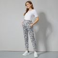Maternity Leopard Print Pocket Casual Pants White