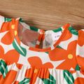 100٪ قطن طفلة في جميع أنحاء فستان بطبعة زهور بأكمام رفرفة البرتقالي image 3