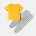 Batman 2-piece Toddler Boy Letter Figure Print Short-sleeve Yellow Tee and Elasticized Pants Set Yellow