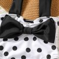 Baby Girl Bowknot Design Polka Dots Sleeveless One-Piece Swimsuit BlackandWhite