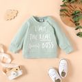 Baby Boy/Girl Letter Print Long-sleeve Pullover Sweatshirt Mint Green