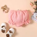 Baby Girl 95% Cotton Crepe Ruffle Trim Shorts Pink
