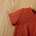 Toddler Girl Solid Color Tie Knot Ribbed Short-sleeve Tee Brown