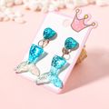 Kids Clip On Earrings Gradient Mermaid Shell Dangle Clip On Earrings Jewelry for Girls Blue