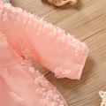 Baby Girl Pink Long-sleeve Textured Mesh Dress Pink