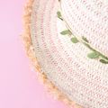 Green Vine Decor Straw Boater Hat for Mom and Me White