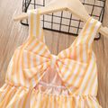 Toddler Girl Stripe Bowknot Design Hollow out Cami Dress Yellow