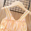 Toddler Girl Stripe Bowknot Design Hollow out Cami Dress Yellow