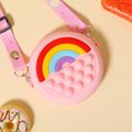 Kids Silicone Sensory Stress Relief Toy Mini Donut Coin Purse Crossbody Shoulder Bag Pink