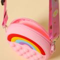 Kids Silicone Sensory Stress Relief Toy Mini Donut Coin Purse Crossbody Shoulder Bag Pink