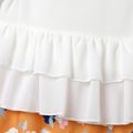 3-piece Toddler Girl Bowknot Design Layered White Sleeveless Blouse and Floral Print Ruffled Shorts and Straw Hat Set White