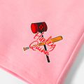 Batman 2-piece Kid girl Geo Print Tie Knot Short-sleeve White Cotton Tee and Letter Print Pink Shorts Set PinkyWhite