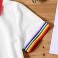 Kid Girl Rainbow Striped Short-sleeve Polo Dress White