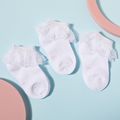 3-pack Baby / Toddler / Kid Pure Color Lace Trim Socks White