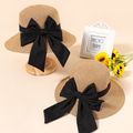 Big Bow Decor Straw Hat for Mom and Me Khaki image 1