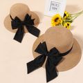 Big Bow Decor Straw Hat for Mom and Me Khaki image 5