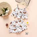 2pcs Toddler Girl Butterfly Print Ruffled Camisole and Shorts Set Multi-color image 1