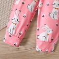 Easter 3pcs Baby Boy/Girl Letter Print Short-sleeve Romper and Cartoon Rabbit Print Pants with Hat Set Pink image 5