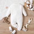 Baby Boy/Girl Teddy Bear Stuffed Toy Design Solid Knitted Long-sleeve Jumpsuit Beige