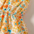 Listra de design bowknot para menina infantil/impressão floral/ macacão laranja Branco