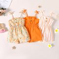 Listra de design bowknot para menina infantil/impressão floral/ macacão laranja Branco