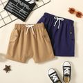 Toddler Boy Solid Color Pocket Decor Elasticized Shorts Khaki