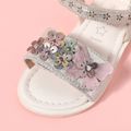 Toddler / Kid Butterfly Floral Decor Velcro Sandals Silver image 3
