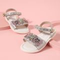 Toddler / Kid Butterfly Floral Decor Velcro Sandals Silver image 2