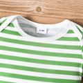 Baby Boy Girl Green Stripe/Leaf Print Short-sleeve Romper Light Green